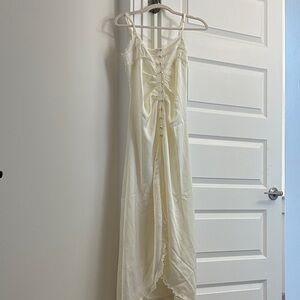 ARALINA cream lace-trimmed maxi slip gown size small vintage inspired pinup